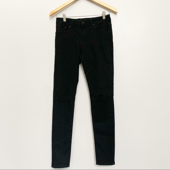 Monkey Ride Black Skinny Ripped Knee Jeans - Picture 1 of 10